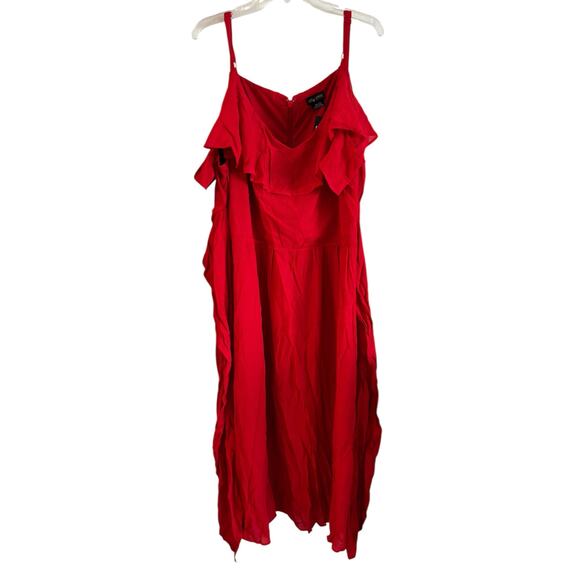 NWT City Chic Romantic Tie-Belt Cold-Shoulder Dress Red Love Size 24 Midi - Picture 1 of 6